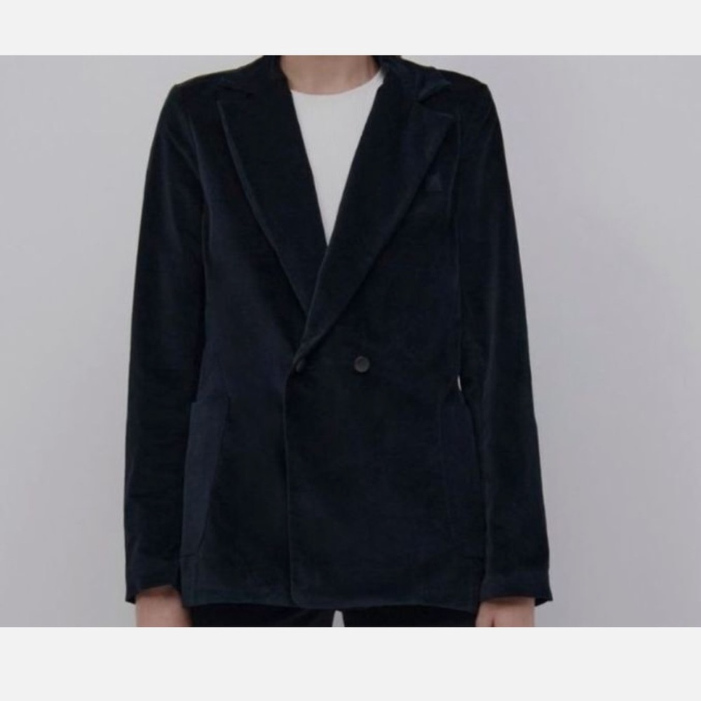 Jonathan Simkhai Standard dark Navy velvet blazer, size small
